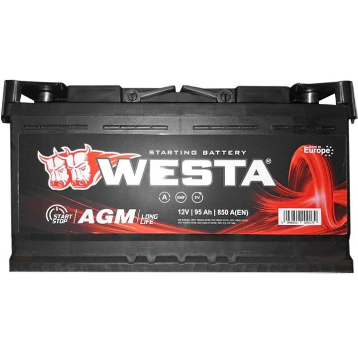 AGM95 Westa Аккумулятор WESTA AGM 6СТ 12В 95Ач (EN) R+