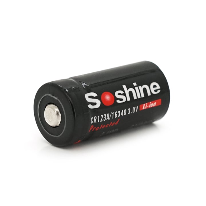 33701 Voltronic Аккумулятор 16340/CR123 Li-Ion Soshine 16340P-3.0-700 Protected, 700mAh, 3.0V, Black