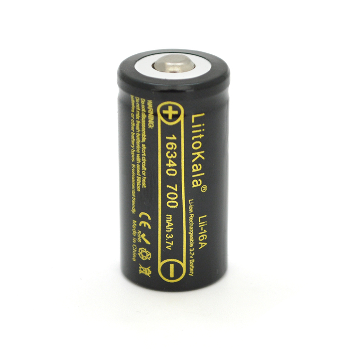 29721 LiitoKala Аккумулятор 16340/CR123 Li-Ion LiitoKala Lii-16A, 700mah, 3.7V (2.5-4.2V), Black