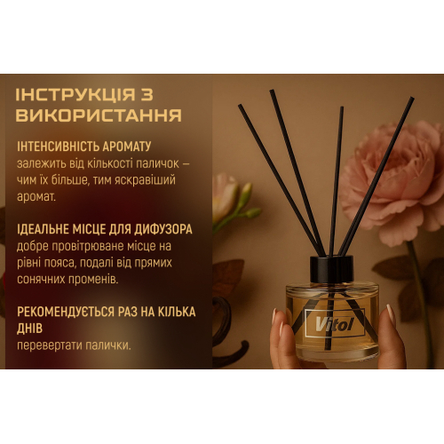 Ароматизатор воздуха VITOL  Home Sticks Amber Night 130 мл Vitol VHS01