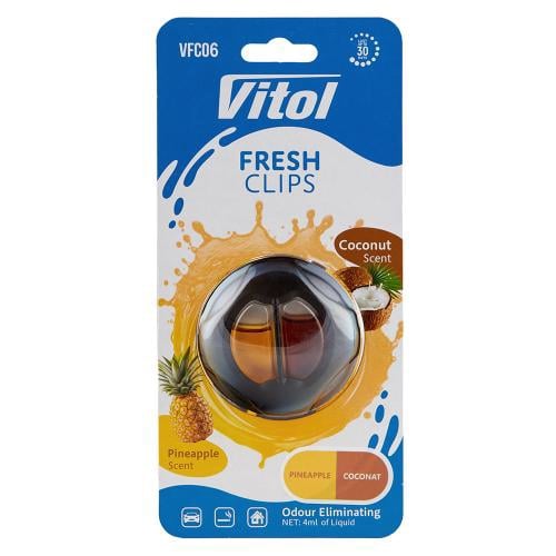 VFC06 Vitol Ароматизатор повітря VITOL Fresh Clips Pineapple+Coconat