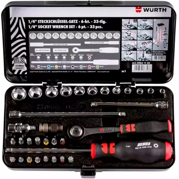 09651132 Wurth Набор торцевых ключей WURTH Zebra 1/4" 32 шт