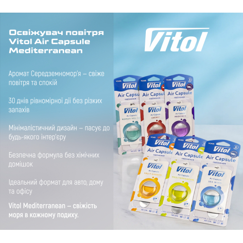 Vitol Ароматизатор повітря VITOL Air Capsule Mediterranean 3 мл – ціна 54 UAH