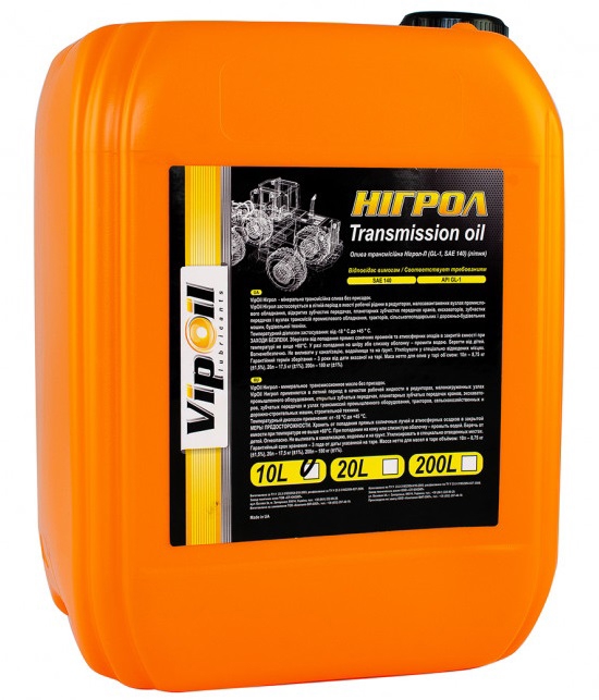0162895 VipOil Трансмісійна олива VipOil Нігрол, 10 л