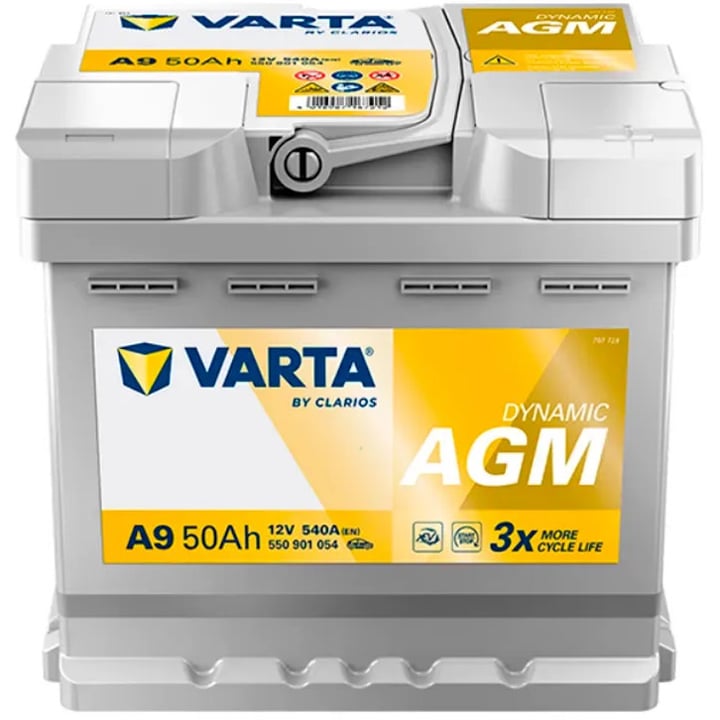550901054 Varta Автомобильный аккумулятор VARTA Silver Dynamic AGM A9 6CT-50Ah АзЭ
