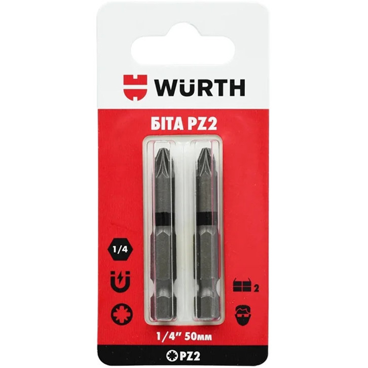 1614176695902 Wurth Біта PZ2 1/4IN L50мм 2шт