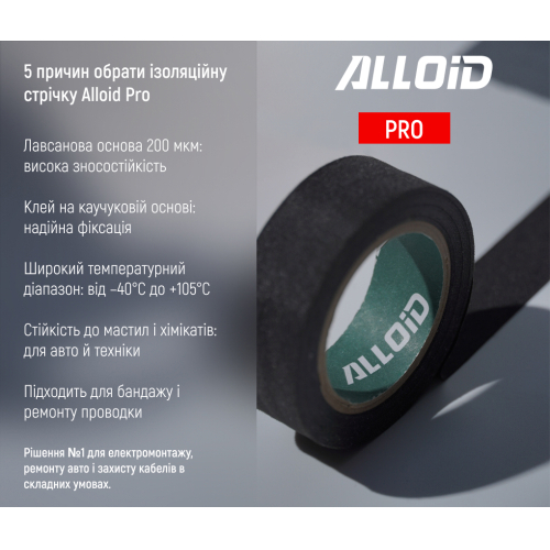 Стрічка ізоляційна лавсанова 19мм х 10м, 200мкм ALLOID BUILDING TOOLS MIT-2001910