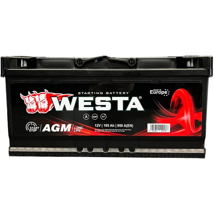 AGM105 Westa Автомобільний акумулятор WESTA 6CT-105Ah АзЕ