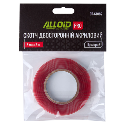 Скотч двосторонній 8мм х 2м Alloid DT-61082