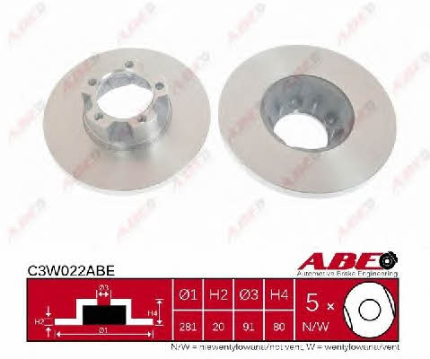 Тормозной диск передний невентилируемый ABE C3W022ABE