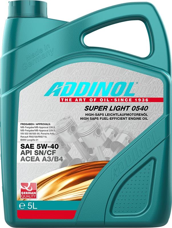 Addinol 4014766241313 Моторна олива Addinol Super Light 0540 5W-40, 5л 4014766241313: Купити в Україні - Добра ціна на EXIST.UA!