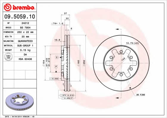 AP (Brembo) 24212 Диск гальмівний 24212: Приваблива ціна - Купити в Україні на EXIST.UA!