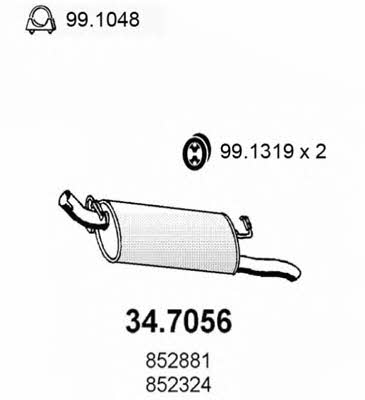 Asso 34.7056 Глушник, задня частина 347056: Купити в Україні - Добра ціна на EXIST.UA!