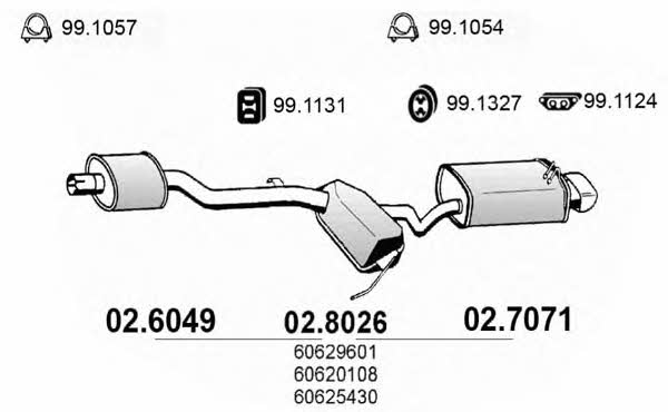 Asso 02.8026 Середній кінцевий глушник ОГ 028026: Купити в Україні - Добра ціна на EXIST.UA!