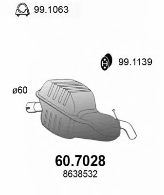 Asso 60.7028 Глушник, задня частина 607028: Купити в Україні - Добра ціна на EXIST.UA!