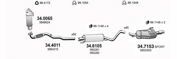Asso ART4349 Система випуску відпрацьованих газів ART4349: Приваблива ціна - Купити в Україні на EXIST.UA!