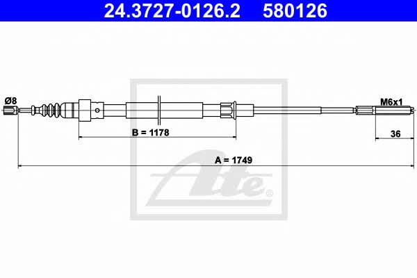 Ate 24.3727-0126.2 Трос ручного гальма 24372701262: Приваблива ціна - Купити в Україні на EXIST.UA! 24372701262 Ate Трос ручного гальма
