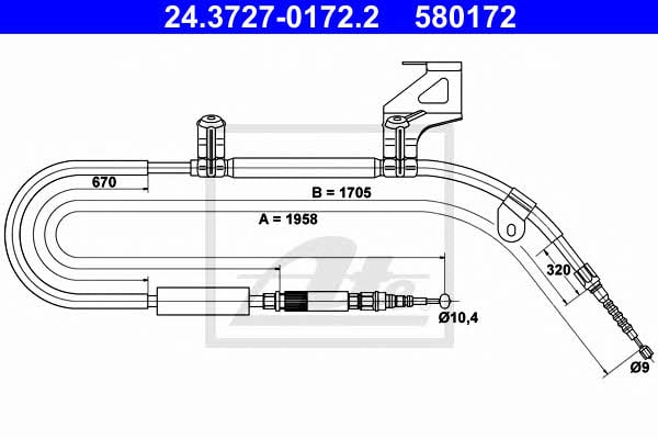 Тросик ручного тормоза Audi A6 (Ауди А6): 24372701722 Ate Трос ручника