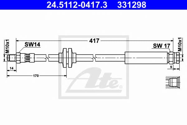 Тормозной шланг Peugeot Boxer (Пежо Боксер): 24511204173 Ate Тормозной шланг