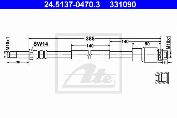 Тормозной шланг Mercedes Sprinter (Мерседес Спринтер): 24513704703 Ate Тормозной шланг