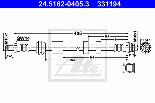 Гальмівний шланг Volvo XC70 (Вольво ХС70): 24516204053 Ate Гальмівний шланг