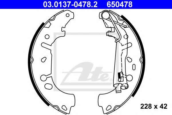 Барабанные тормозные колодки Opel Corsa E (Опель Корса Е): 03013704782 Ate Колодки тормозные барабанные, комплект