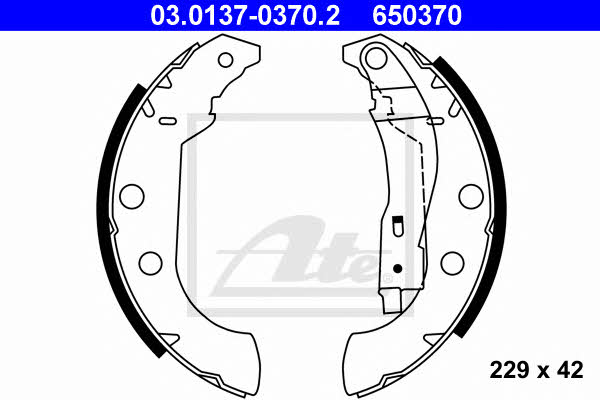 Барабанные колодки Peugeot 306 (Пежо 306): 03013703702 Ate Колодки тормозные барабанные, комплект