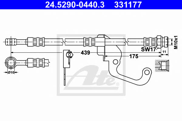 Ate 24.5290-0440.3 Гальмівний шланг 24529004403: Купити в Україні - Добра ціна на EXIST.UA!