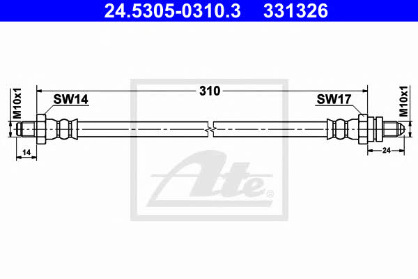 Тормозной шланг Ford Scorpio (Форд Скорпио): 24530503103 Ate Тормозной шланг