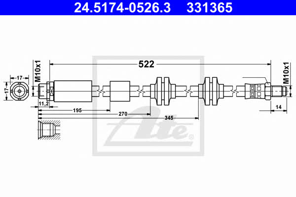 Тормозной шланг BMW Z4 Roadster (БМВ З4 Родстер): 24517405263 Ate Тормозной шланг
