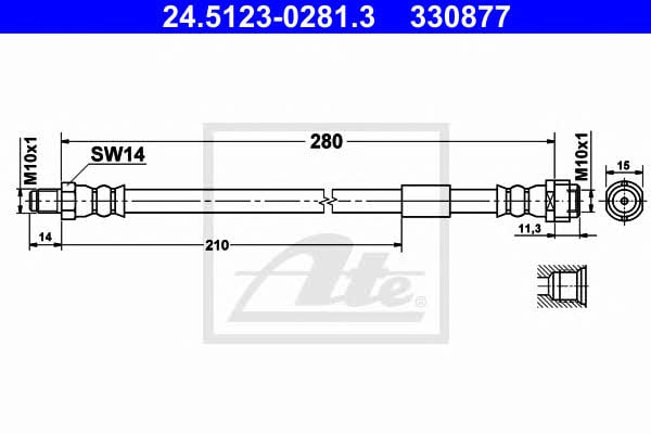 Тормозной шланг Mercedes E-Class (Мерседес Е-Класса): 24512302813 Ate Тормозной шланг