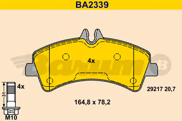 Barum BA2339 Гальмівні колодки, комплект BA2339: Купити в Україні - Добра ціна на EXIST.UA!