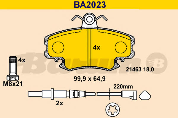 Barum BA2023 Гальмівні колодки, комплект BA2023: Купити в Україні - Добра ціна на EXIST.UA!