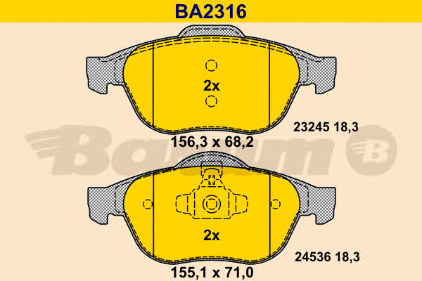 Barum BA2316 Гальмівні колодки, комплект BA2316: Купити в Україні - Добра ціна на EXIST.UA!