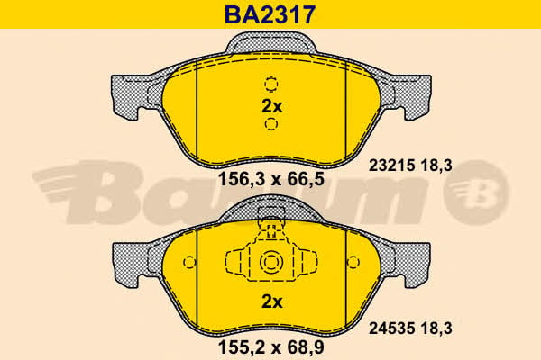 Barum BA2317 Гальмівні колодки, комплект BA2317: Купити в Україні - Добра ціна на EXIST.UA!