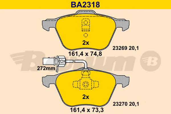 Barum BA2318 Гальмівні колодки, комплект BA2318: Купити в Україні - Добра ціна на EXIST.UA!