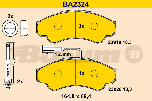 Barum BA2324 Гальмівні колодки, комплект BA2324: Купити в Україні - Добра ціна на EXIST.UA!