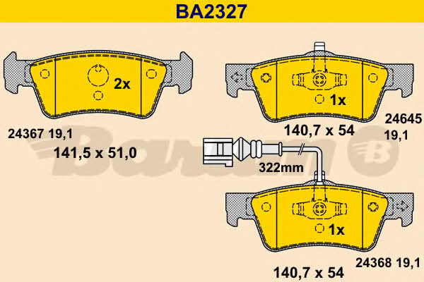 Barum BA2327 Гальмівні колодки, комплект BA2327: Купити в Україні - Добра ціна на EXIST.UA!