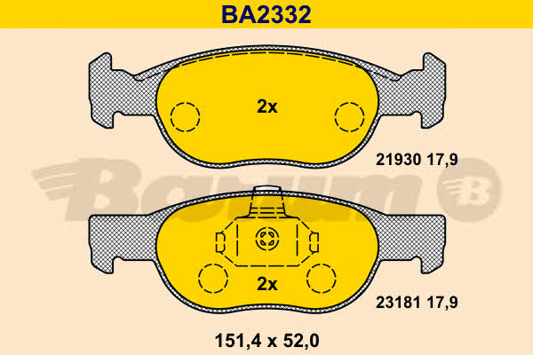 Barum BA2332 Гальмівні колодки, комплект BA2332: Купити в Україні - Добра ціна на EXIST.UA!