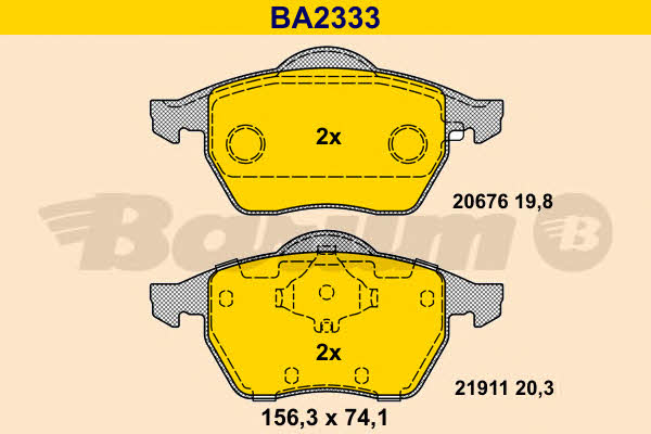 Barum BA2333 Гальмівні колодки, комплект BA2333: Купити в Україні - Добра ціна на EXIST.UA!