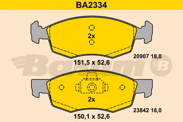 Barum BA2334 Гальмівні колодки, комплект BA2334: Купити в Україні - Добра ціна на EXIST.UA!