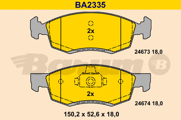 Barum BA2335 Гальмівні колодки, комплект BA2335: Купити в Україні - Добра ціна на EXIST.UA!