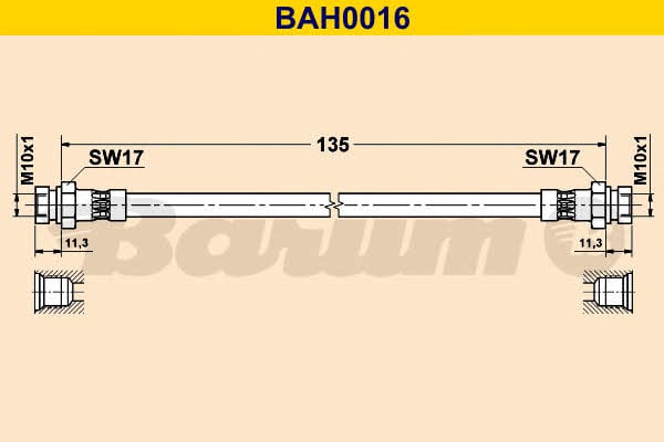 Barum BAH0016 Гальмівний шланг BAH0016: Купити в Україні - Добра ціна на EXIST.UA!
