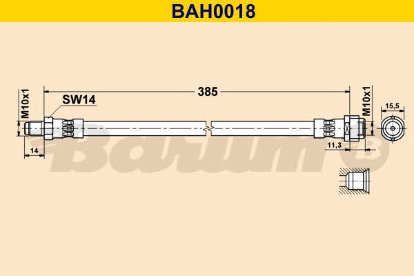 Barum BAH0018 Гальмівний шланг BAH0018: Купити в Україні - Добра ціна на EXIST.UA!