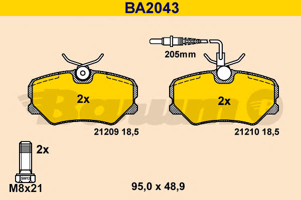 Barum BA2043 Гальмівні колодки, комплект BA2043: Купити в Україні - Добра ціна на EXIST.UA!