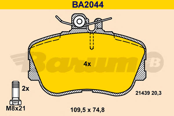 Barum BA2044 Гальмівні колодки, комплект BA2044: Купити в Україні - Добра ціна на EXIST.UA!