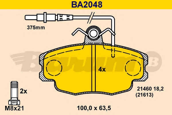 Barum BA2048 Гальмівні колодки, комплект BA2048: Купити в Україні - Добра ціна на EXIST.UA!
