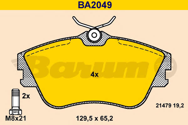 Barum BA2049 Гальмівні колодки, комплект BA2049: Купити в Україні - Добра ціна на EXIST.UA!