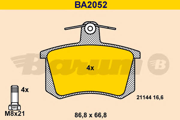 Barum BA2052 Гальмівні колодки, комплект BA2052: Купити в Україні - Добра ціна на EXIST.UA!