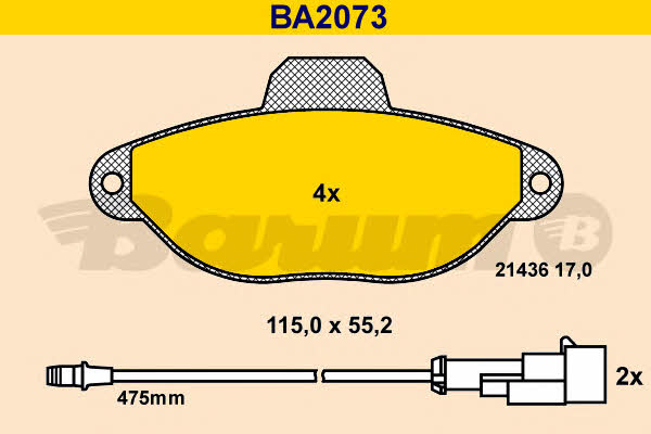 Barum BA2073 Гальмівні колодки, комплект BA2073: Купити в Україні - Добра ціна на EXIST.UA!